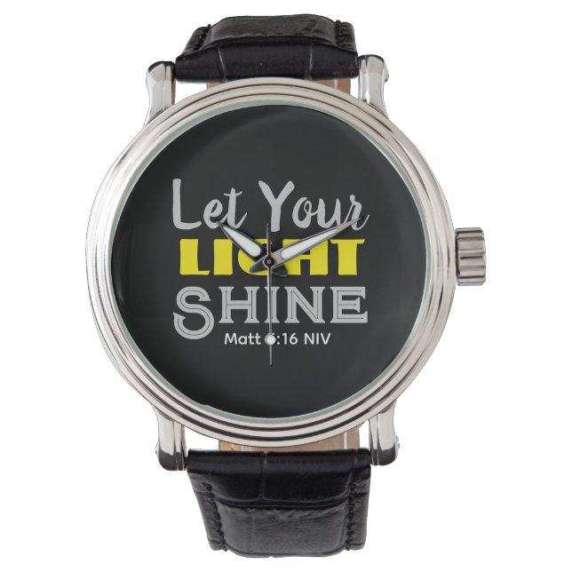 Montre Laissez Votre Lumière Briller Verset Biblique Noir (devant)