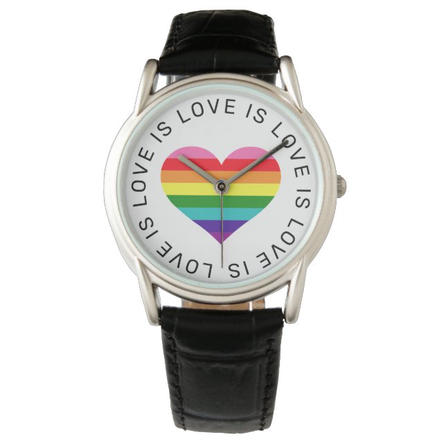 Montre L'amour est l'amour Black Rainbow Heart LGBTQ Prid (devant)