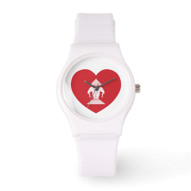 Montre Laotian Erawan 3 Tête Elephant Coeur Drapeau (Recto)
