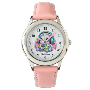 Montre Lapin de gamer mignon ajouter un nom