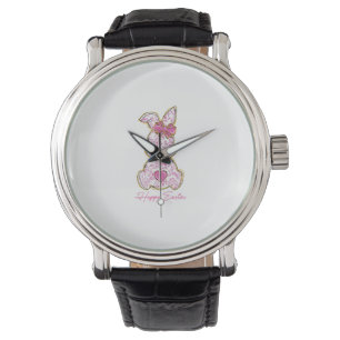Montre Lapin de Pâques Filles Femmes Rose Floral