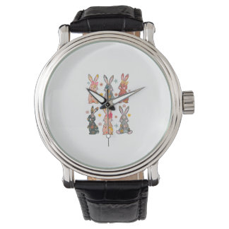 Montre Lapin Floral Fleur de Lapin de Pâques Rétro Vintag