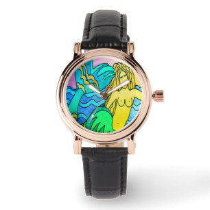 Montre L'art Abstrait funky de la sirène à porter