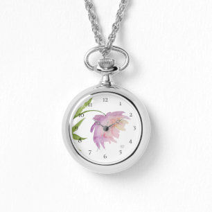 Montre Lavande populaire de rose d'aquarelle de pivoine