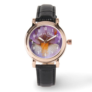 Montre Lavande Porté Iris Pétales Fleurs Personnalisées