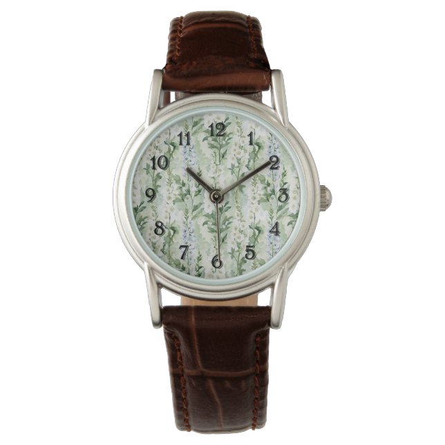 Montre Lavender White Delphinium Flowers   (devant)