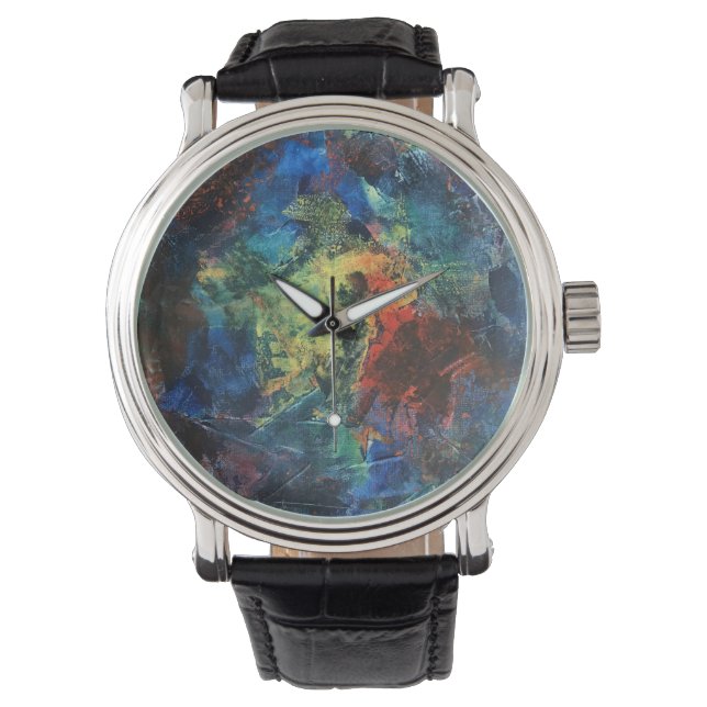 Montre Layered Brushstrokes-Hand Painted Abstract Art (devant)