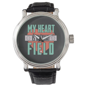 Montre Le base-ball - mon coeur est sur ce champ