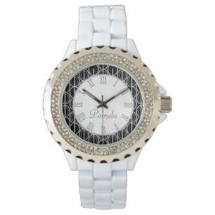 Montre Le blanc noir mono modelé lié par ovale a appel