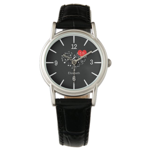 Montre Le Coeur Chantant romantique drôle personnalisable (devant)
