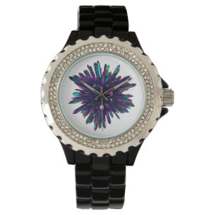 Montre Le cristal pourpre bleu métallique des femmes de