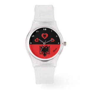 Montre Le drapeau albanais et l'Albanie, coeur de mode/fa