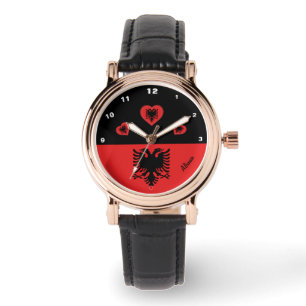 Montre Le drapeau albanais et l'Albanie, coeur de mode/fa