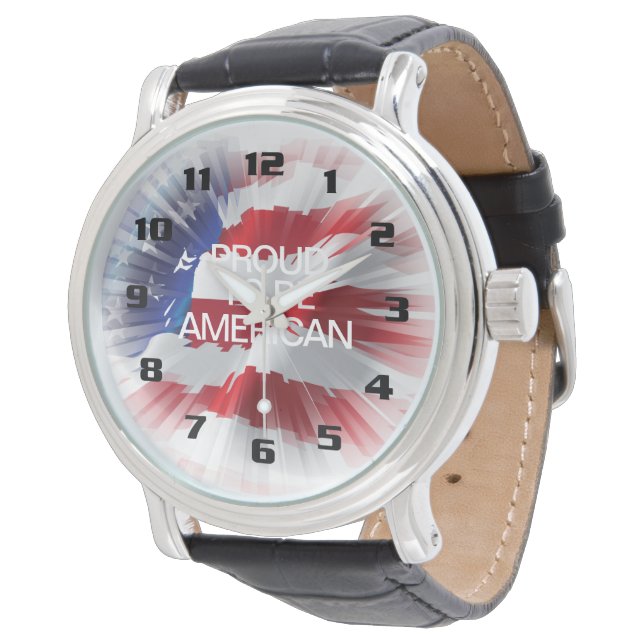Montre Le drapeau patriotique américain fier d'être améri (Incliné)