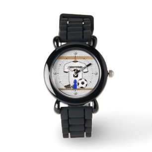 Montre Le football Jersey noir blanc personnalisé du