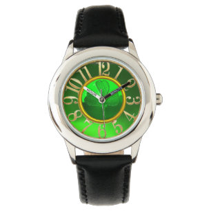 MONTRE LE JOUR DE ST PATRICK LE SHAMROCK VERT JEWEL EN PI