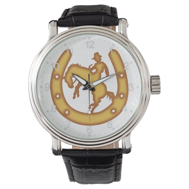 Montre Le panneau avec un cowboy et des fer à cheval (devant)