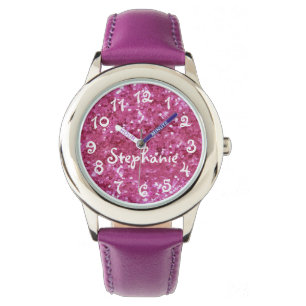 Montre Le Parties scintillantes-Regard rose de la fille