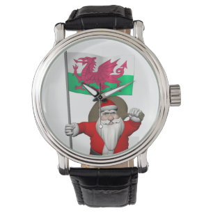 Montre Le Père Noël Avec L'Enseigne Du Pays De Galles