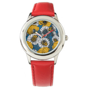Montre Le pré en jaune et bleu