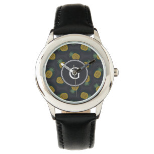 Montre Le rétro ananas noir d'or modèle le monogramme