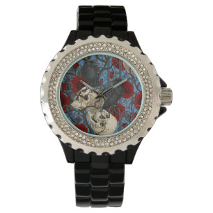 Montre Le secret du corbeau. Illustration gothique sombre