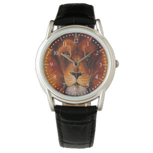 Montre Le visage du lion, lion peint à la main