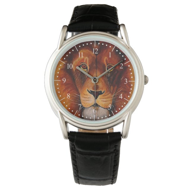 Montre Le visage du lion, lion peint à la main (devant)