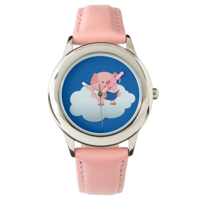 Montre Lecteur de cochon de dessin mignon sur la surveill (devant)