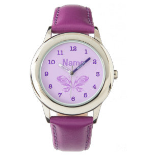 Montre L'enfant pourpre PERSONNALISÉ de papillon observe