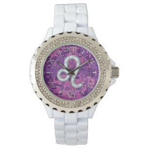 Montre Léo Connexion Fuchsia rose Cadran Camouflage