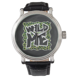 Montre Léopard noir et vert