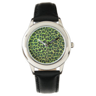 Montre Léopard noir et vert