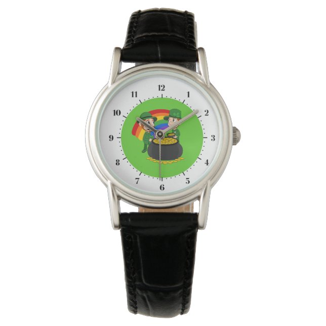 Montre Leprechauns de dessin avec pot d'or (devant)