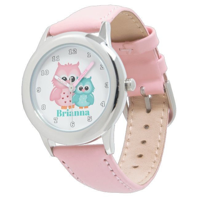 Montre Les amateurs de chouette ajoutent le nom (Incliné)