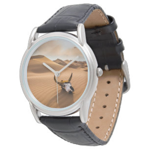 Montre Les déserts   Crâne de vache Dunes de sable ondulé