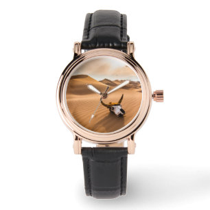 Montre Les déserts   Crâne de vache Dunes de sable ondulé