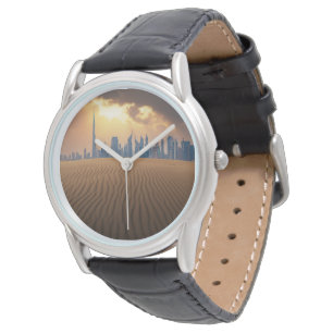 Montre Les déserts   Vue Skyline de Dubaï depuis la dune 