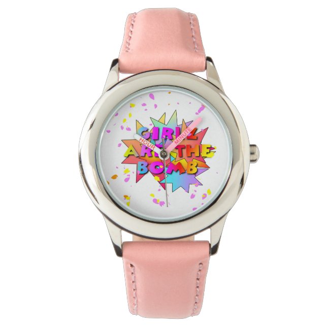 Montre Les Enfants Filles Sont La Bombe Pink Wrist Watch (devant)