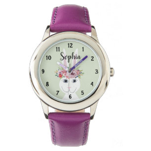 Montre Les filles adorent l'aquarelle florale Rabbit and 