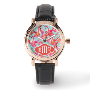 Montre Les Flamants roses d'aquarelle ont recueilli le