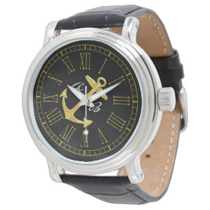 Montre Les initiales d'Ancre d'or personnalisent