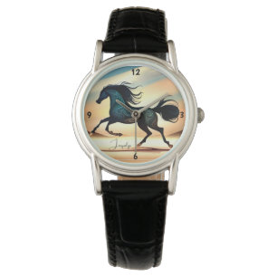 Montre L'étalon noir Abstrait dans le désert