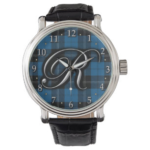 Montre Lettre Clan Ramsay Ramsey R Monogram Blue Tartan