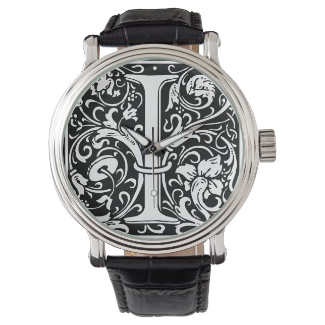 Montre Lettre I Monogramme médiéval Art Nouveau (devant)