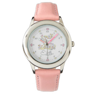 Montre Lettre monogramme E coeurs et fleurs Edith coutume