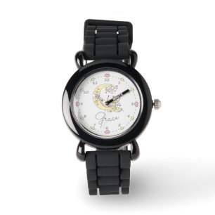 Montre Lettre monogramme G coeur de fleur nom personnalis