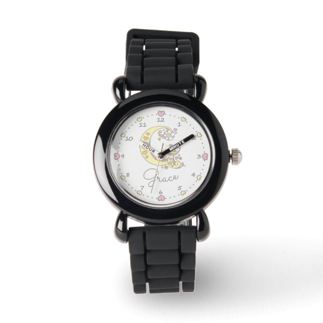 Montre Lettre monogramme G coeur de fleur nom personnalis (Recto)