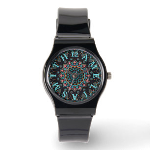 Montre Lettre Personnalisée Cadran Boho Art Mandala