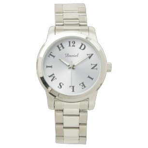 Montre Lettre personnalisée Dial Argent Gradient